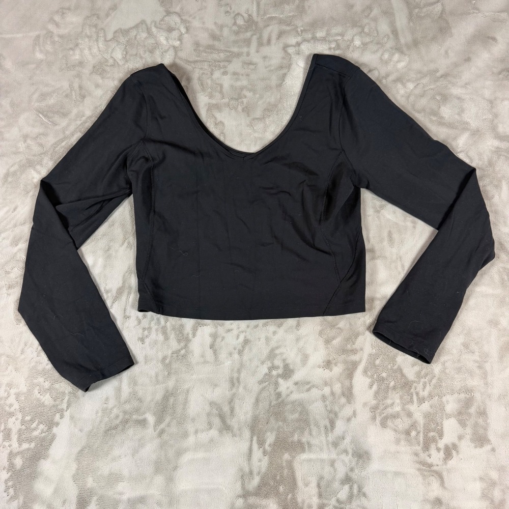 Lululemon Align Long Sleeve Crop Top Black Nulu Yoga Shirt Womens Size 12